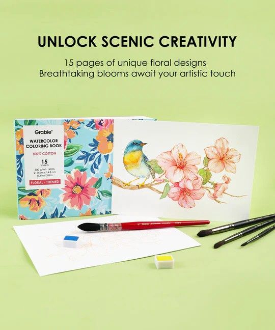 Themed Watercolor Coloring, Design: Floral