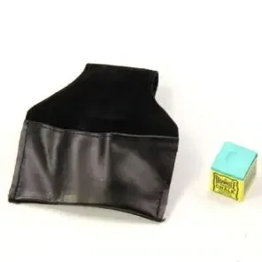 PLAIN BLACK LEATHER CHALK POUCH WITH BELT HOOK – FOR SNOOKER AND POOL PLAYERS