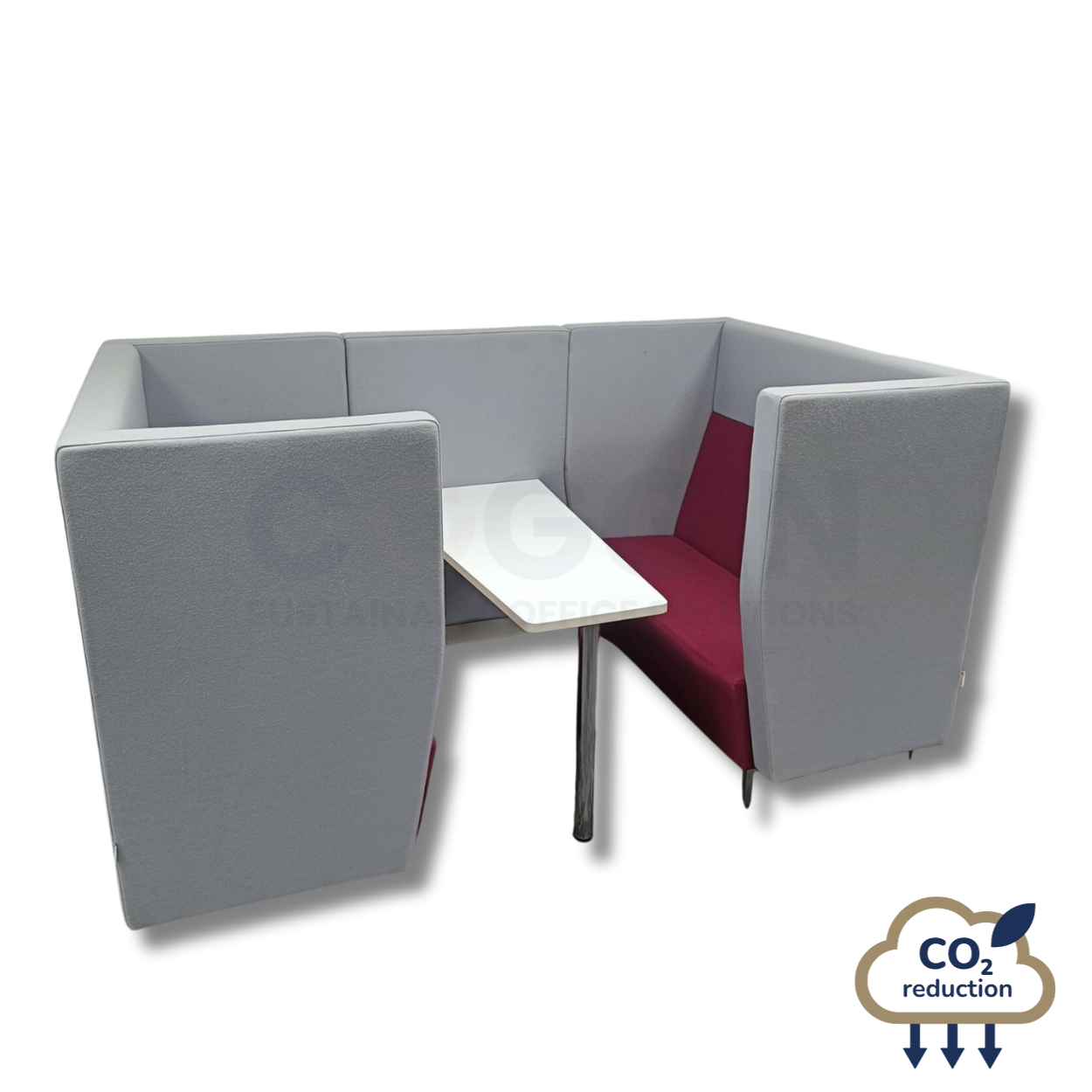 Dams - Alban - 4 Seater Booth - Grey/Burgundy