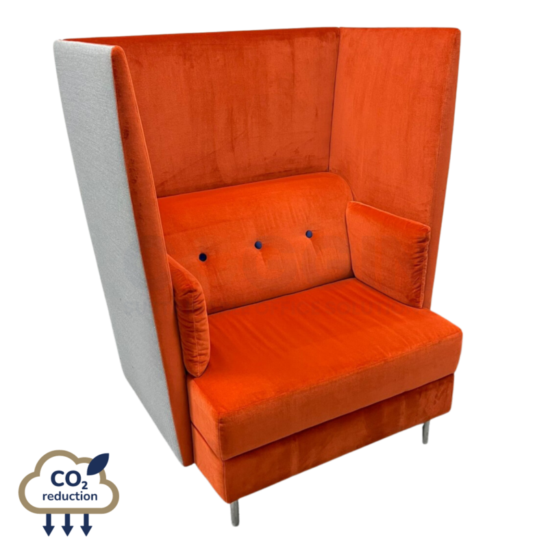 Davison Highley - Skylon Armchair - Orange Velvet/Grey