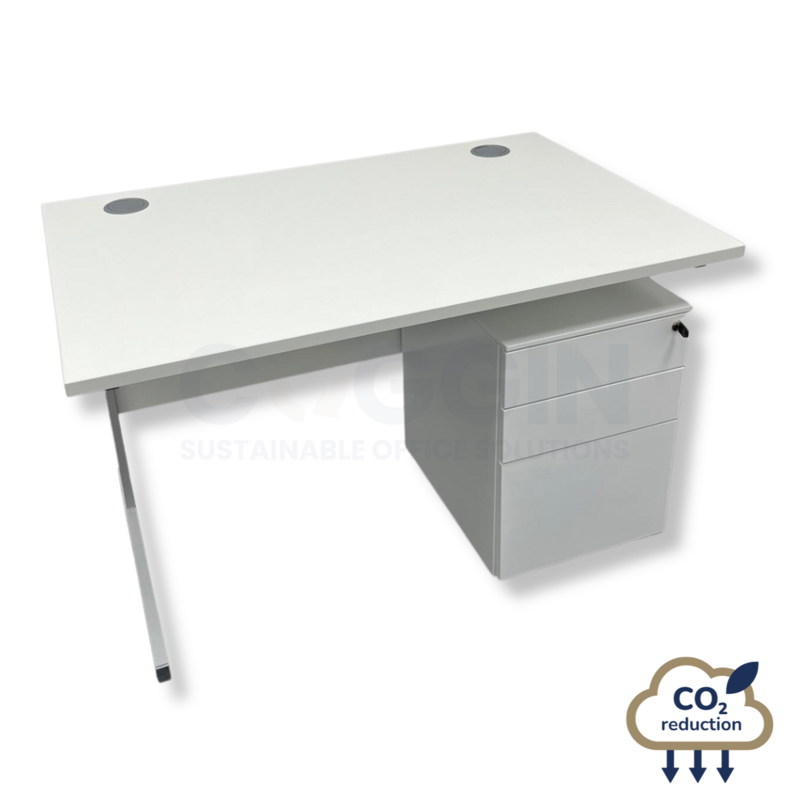 Rectangular Desk with Drawers - White