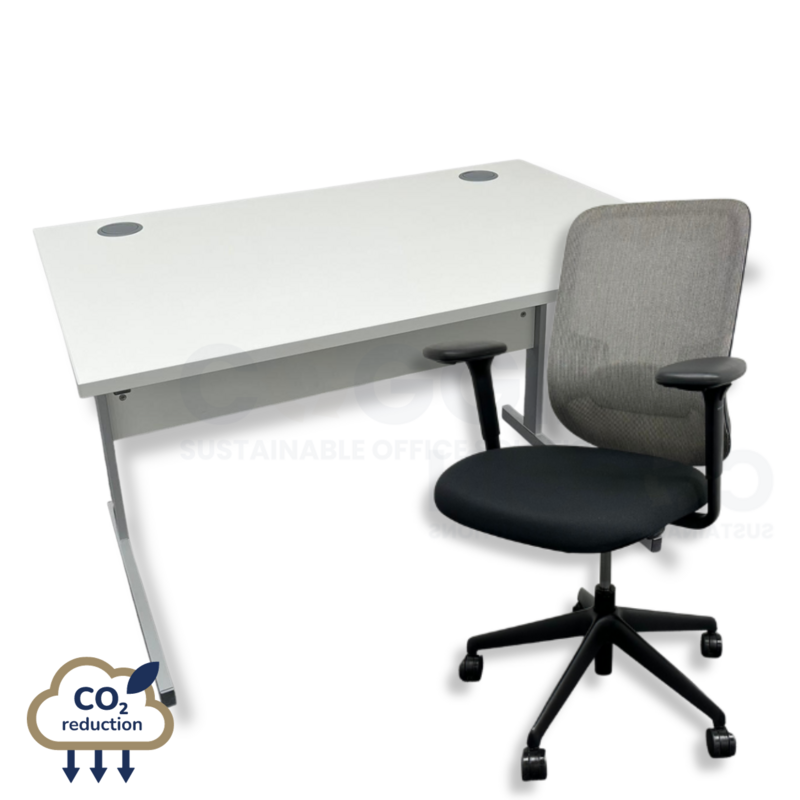 White Rectangular Desk + Black Orangebox Do Chair White Rectangular Desk + Black Orangebox Do Chair