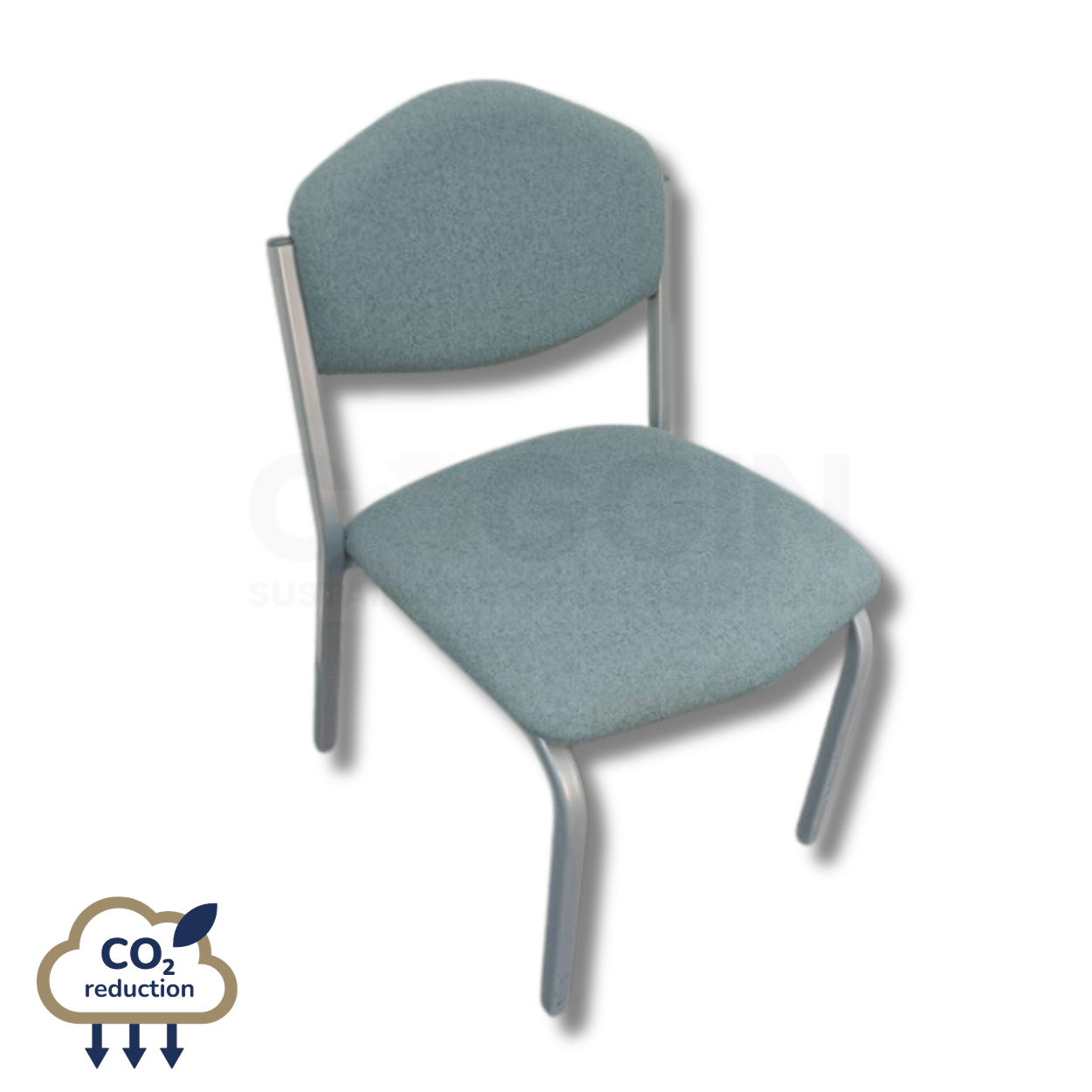 Heavy Duty Stacking Chairs - Light Blue Fabric - Silver Frame