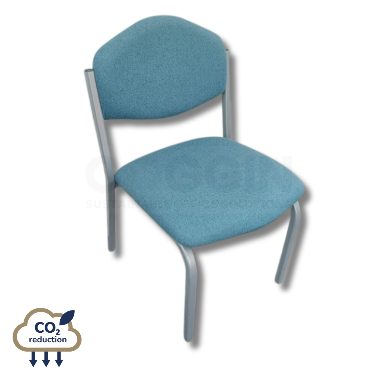 Heavy Duty Stacking Chairs - Sky Blue Fabric - Silver Frame