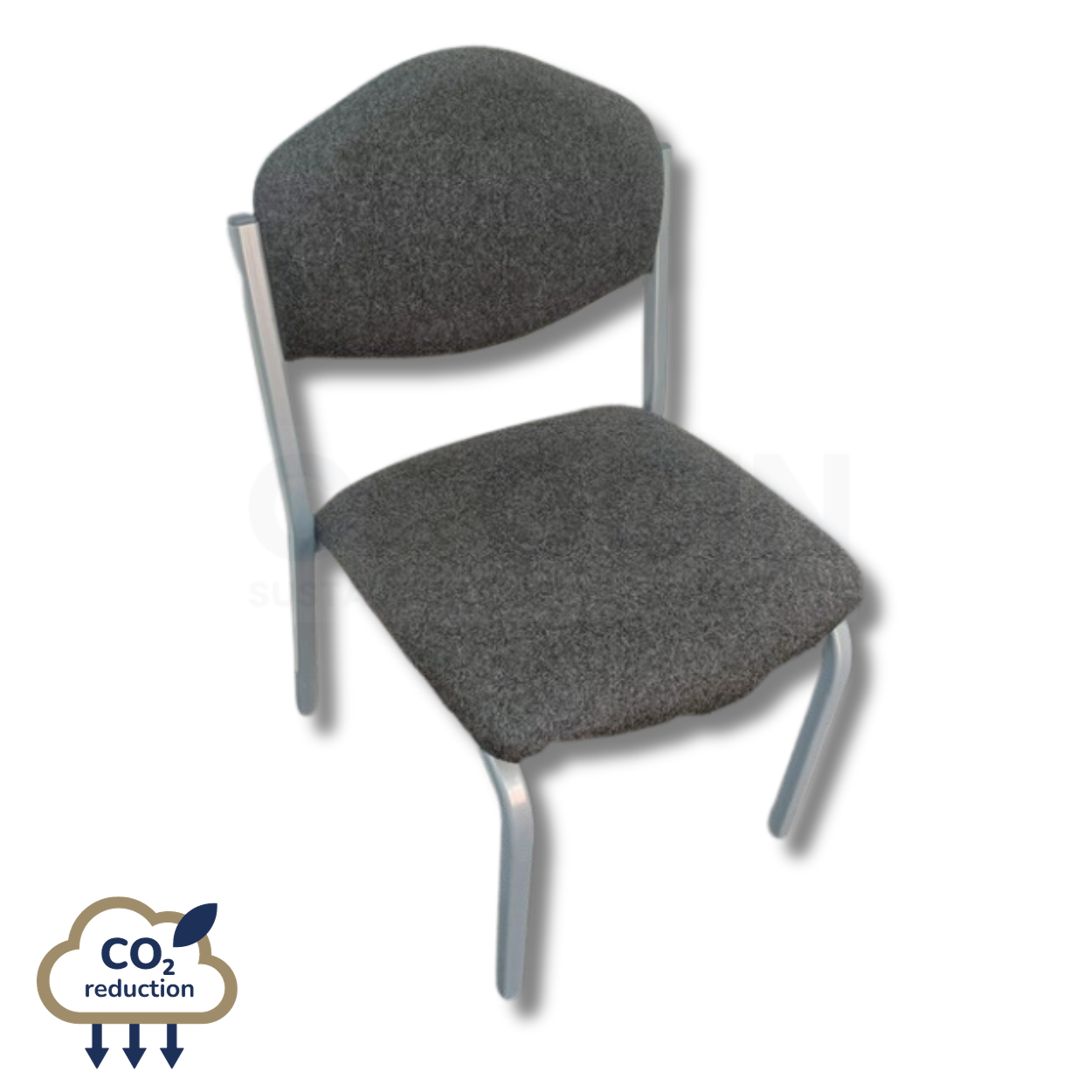 Heavy Duty Stacking Chairs - Grey Fabric - Silver Frame