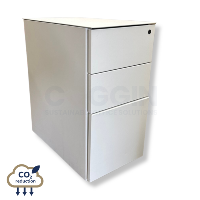 Slim 3-drawer Metal Mobile Pedestal - White