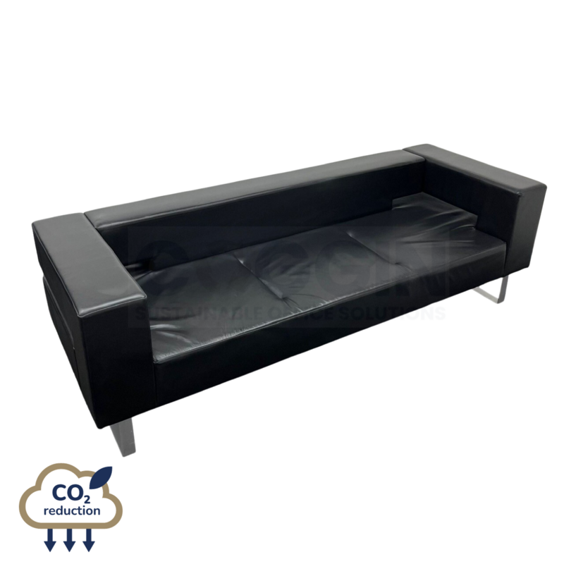 Nomique - Chicago 3-seater Reception Sofa - Black Leather