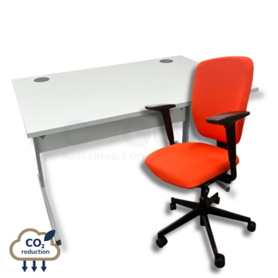 White Rectangular Desk + Orange Senator Dash Chair White Rectangular Desk + Orange Senator Dash Chair