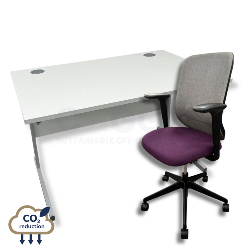 White Rectangular Desk + Purple Orangebox Do Chair White Rectangular Desk + Purple Orangebox Do Chair