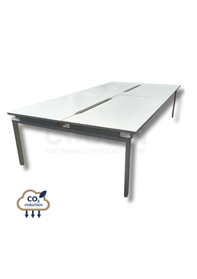 4 Person Bench Desk - White