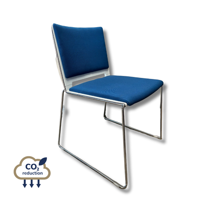 Meeting Chair - Blue Fabric - Chrome Wire Base Meeting Chair - Blue Fabric - Chrome Wire Base