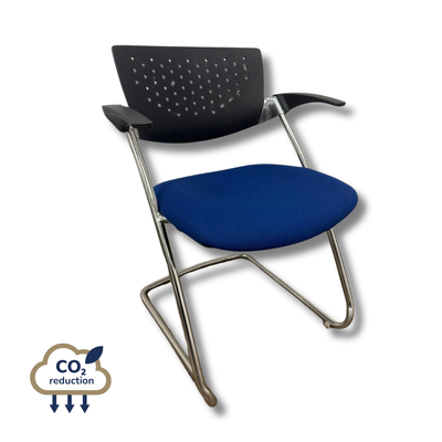 Vitra - Chrome Sled Base - Meeting Chair - Blue Vitra - Chrome Sled Base - Meeting Chair - Blue