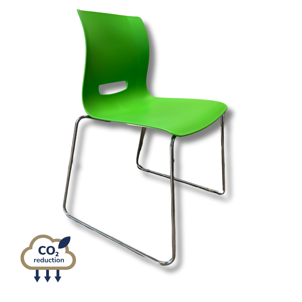 Canteen Chair - Plastic - Chrome Wire Base -- Green