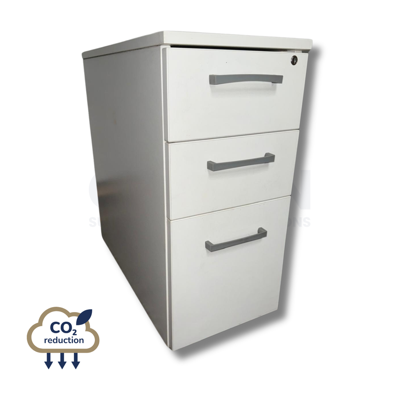 Slim 3-drawer Wooden Mobile Pedestal - White Slim 3-drawer Wooden Mobile Pedestal - White