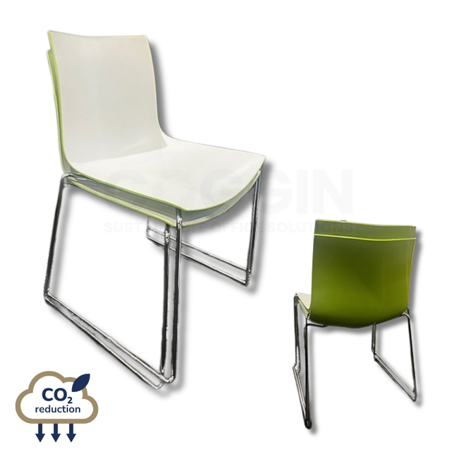 Stacking Meeting Chairs - White/Gren - Chrome Frame