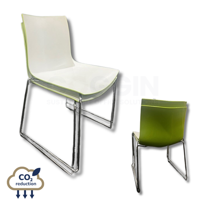 Stacking Meeting Chairs - White/Gren - Chrome Frame
