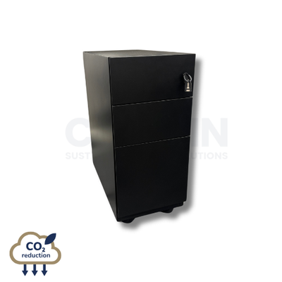 Slim 3-drawer Metal Mobile Pedestal - Black Slim 3-drawer Metal Mobile Pedestal - Black