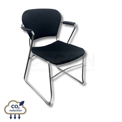 Stylish Stacking Meeting Chairs - Black Fabric - Chrome Frame
