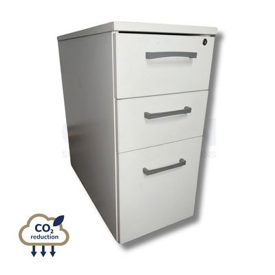 Slim 3-drawer Wooden Mobile Pedestal - White