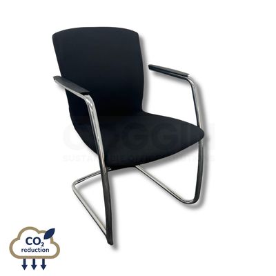 Stacking Meeting Chairs - Black Fabric - Chrome Legs