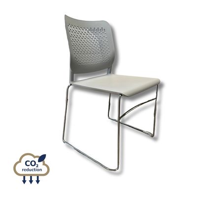 Meeting Chair - Grey Plastic - Chrome Wire Base