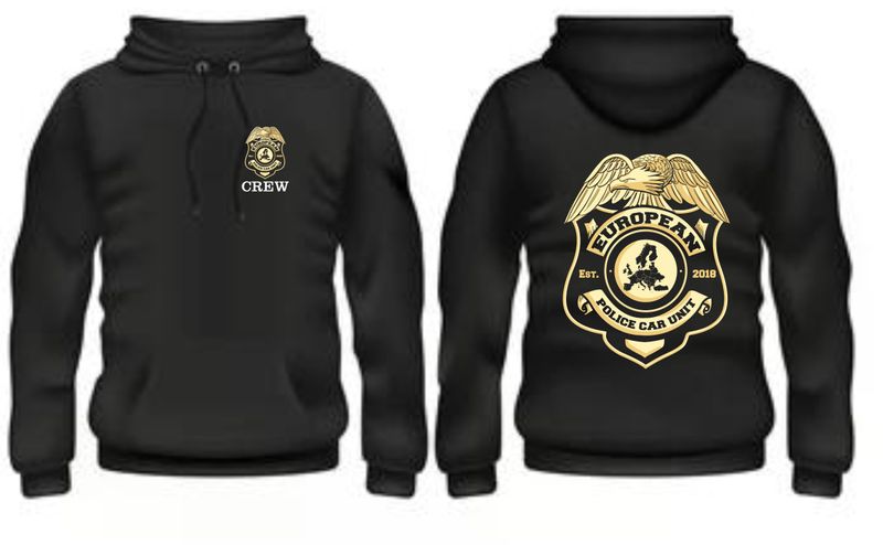 Hoodie bedruckt mit Logo auf Brust und Rücken