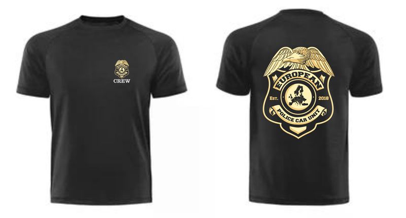 T-Shirt bedruckt mit dem Logo auf Rücken und Brust