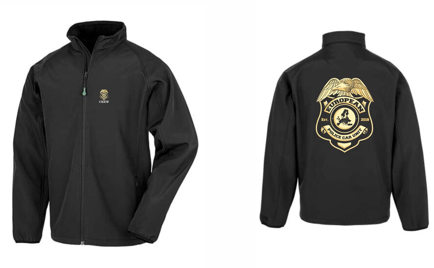 Softshell Jacke bedruckt mit dem Logo auf Rücken und Brust