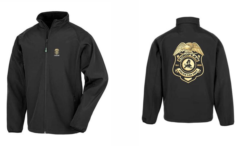 Softshell Jacke bedruckt mit dem Logo auf Rücken und Brust