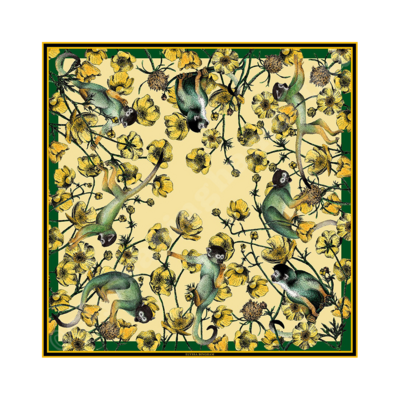 Monkeys & Buttercups Silk Scarf ...yellow