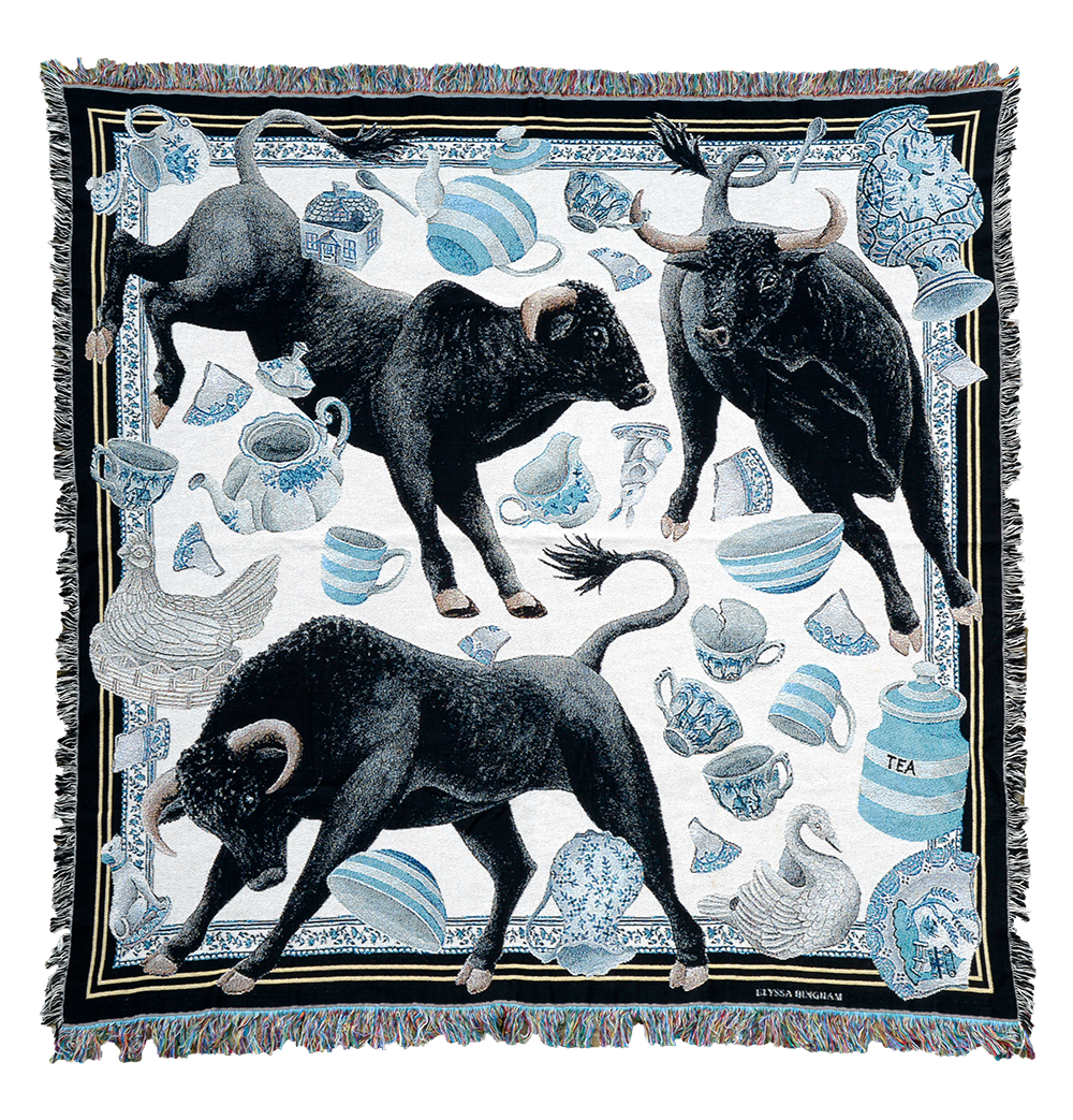 Like a Bull in a China Shop Tapestry Blanket