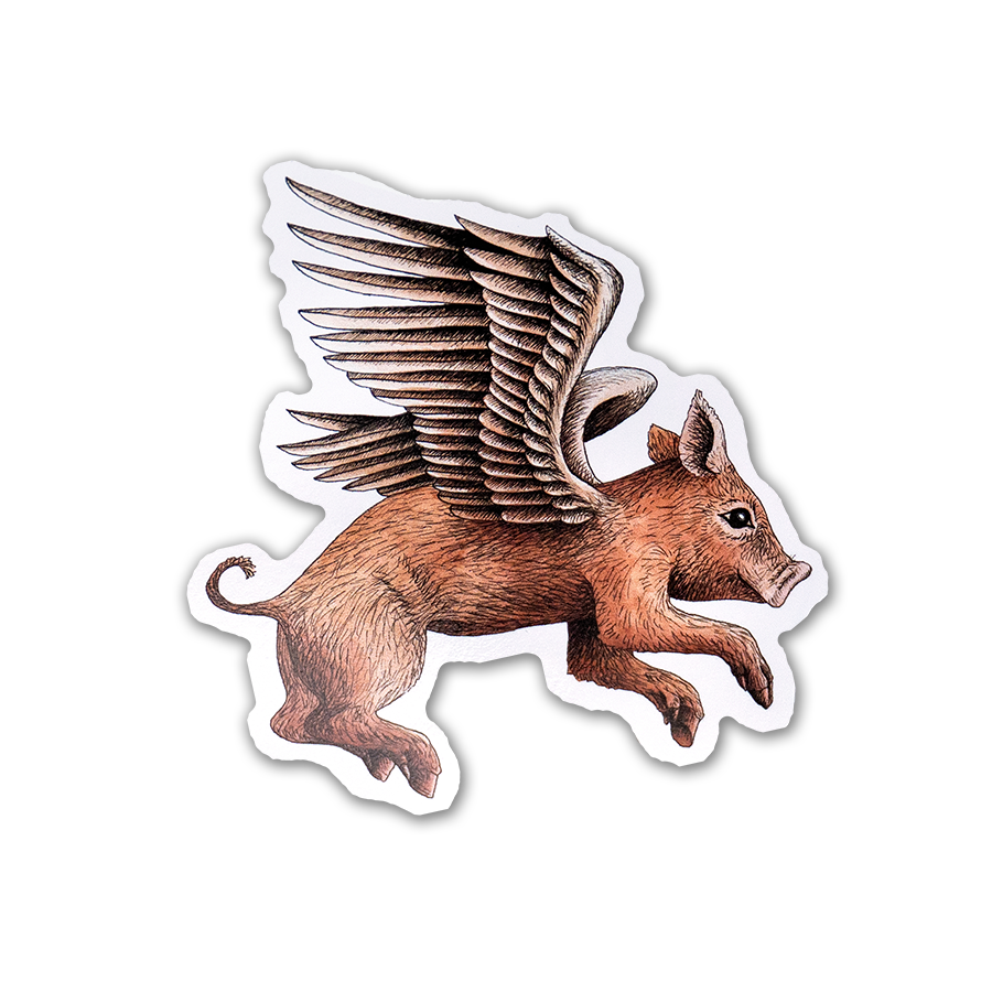 Flying Tamworth Pig Sticker
