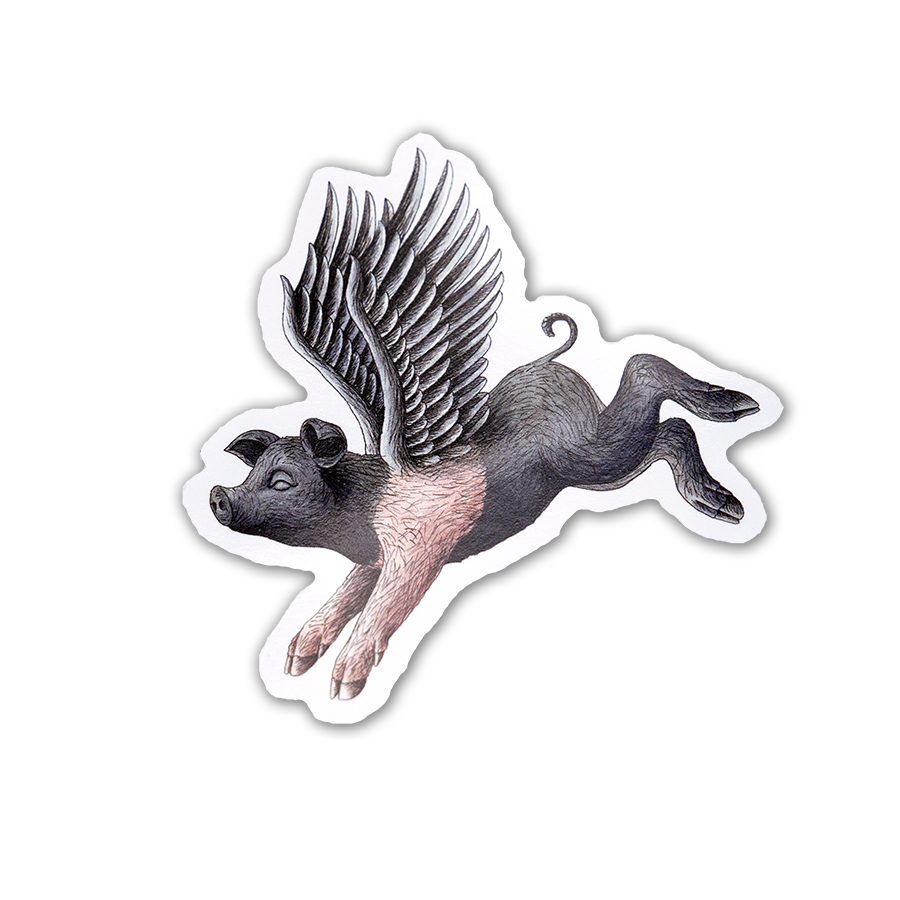 Flying Hampshire Pig Sticker