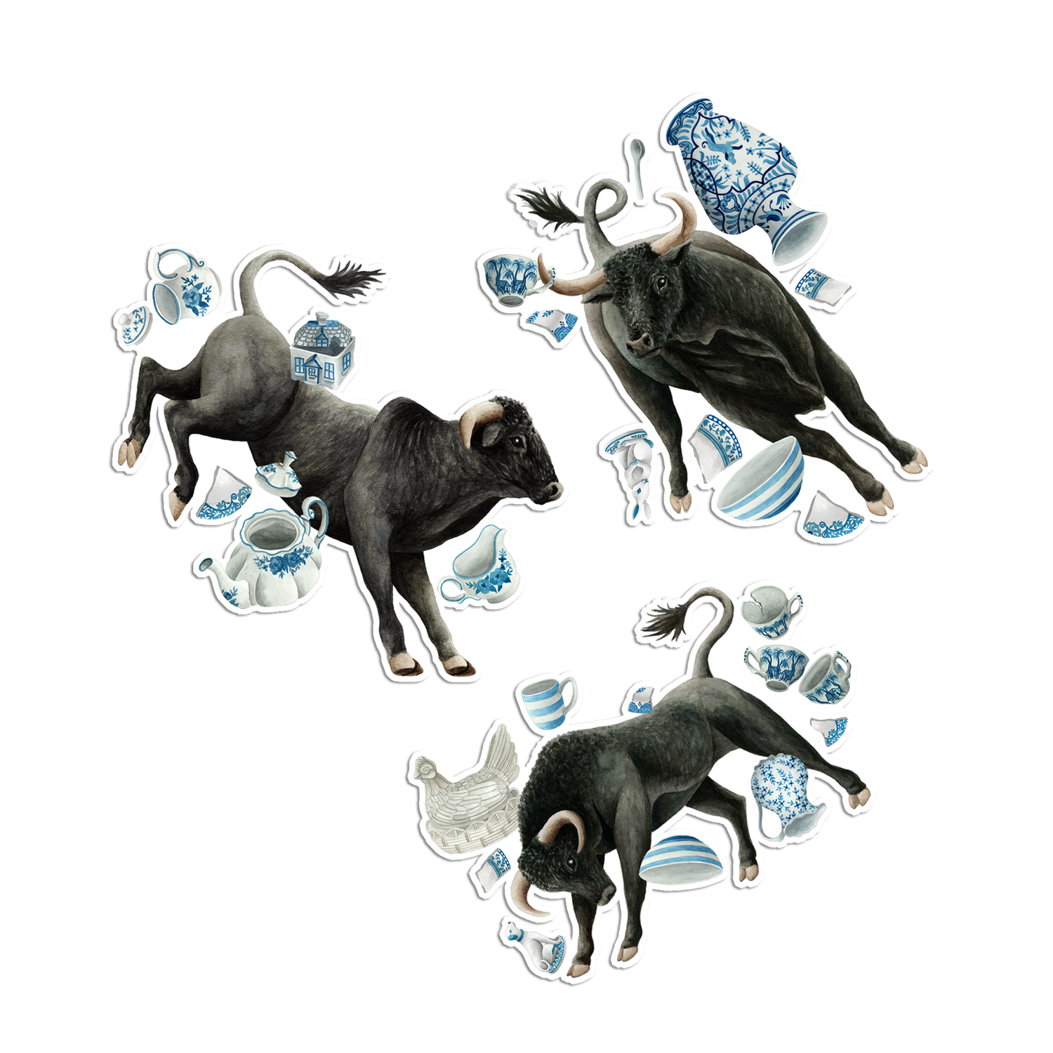 Bulls in a China Shop ...sticker pack