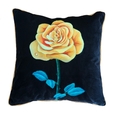 Yellow Rose Soft Velvet Cushion