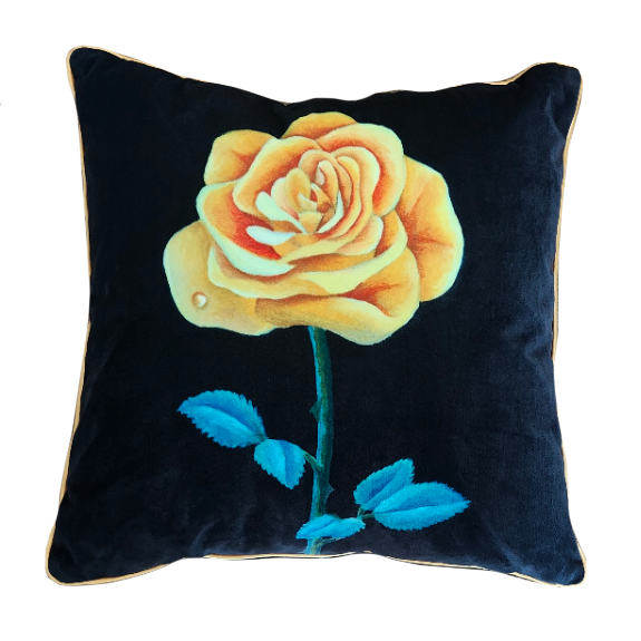 Yellow Rose Soft Velvet Cushion