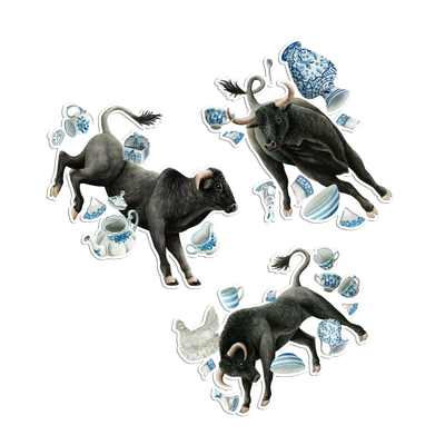 Bulls in a China Shop ...sticker pack