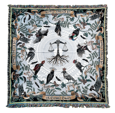 A Crow's Court Tapestry Blanket
