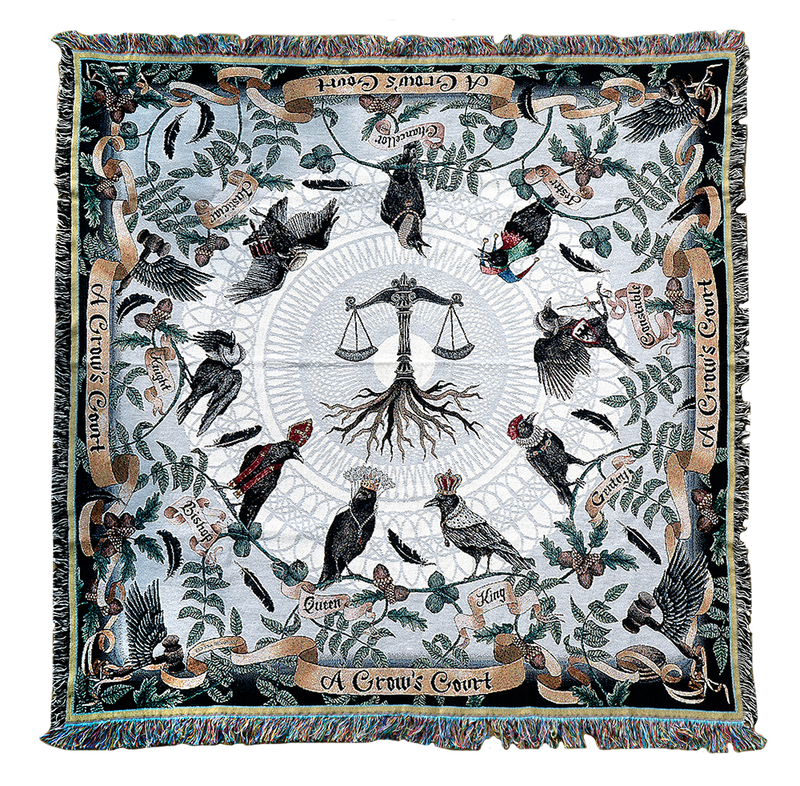 A Crow's Court Tapestry Blanket