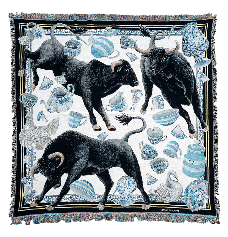 Like a Bull in a China Shop Tapestry Blanket