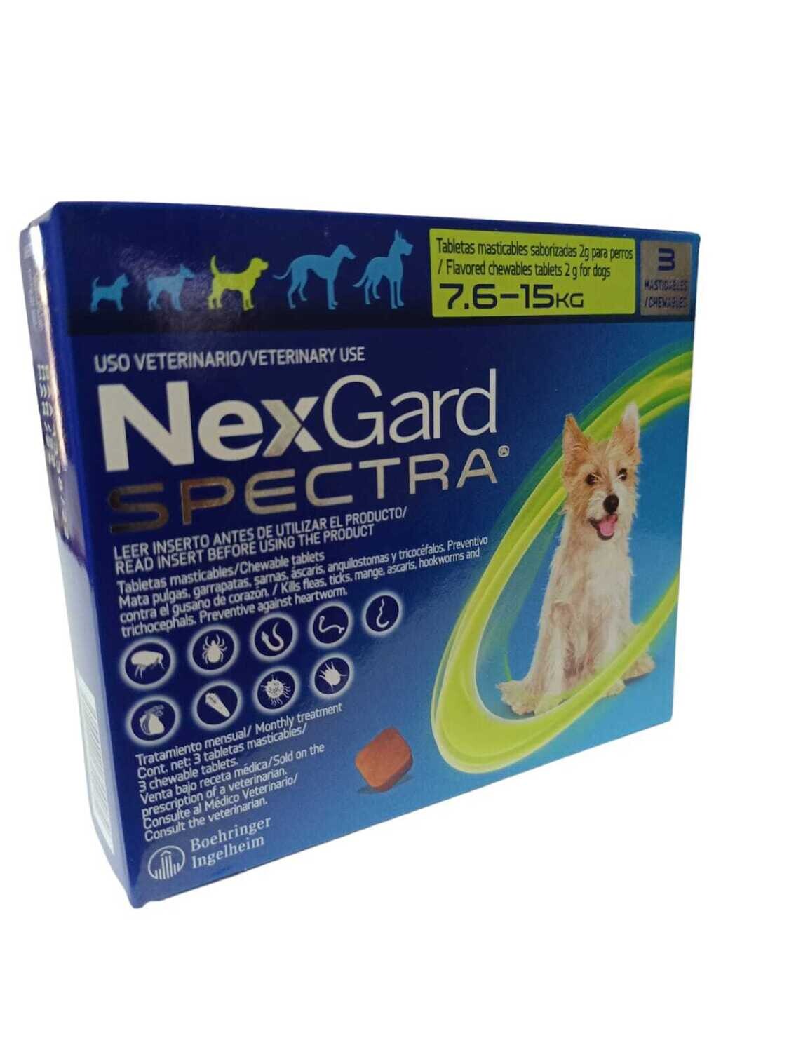 NEXGARD SPECTRA 3 TABLETAS 7.6 - 15KG M (VERDE)