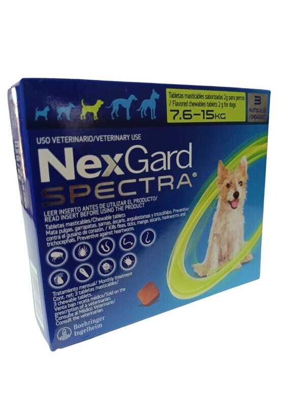 NEXGARD SPECTRA 3 TABLETAS 7.6 - 15KG M (VERDE)