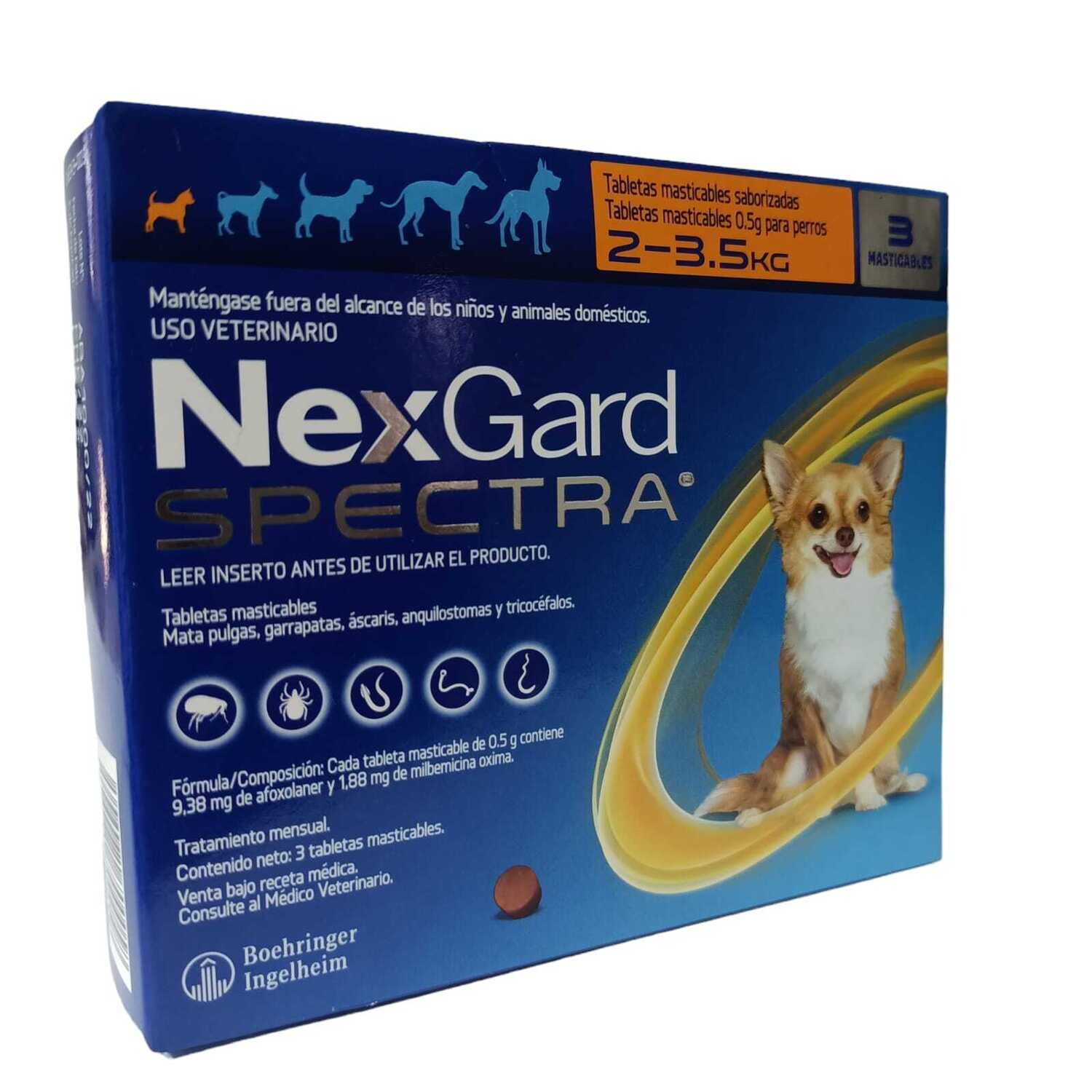 NEXGARD SPECTRA 3 TABLETAS 2 - 3.5KG XS (NARANJA)