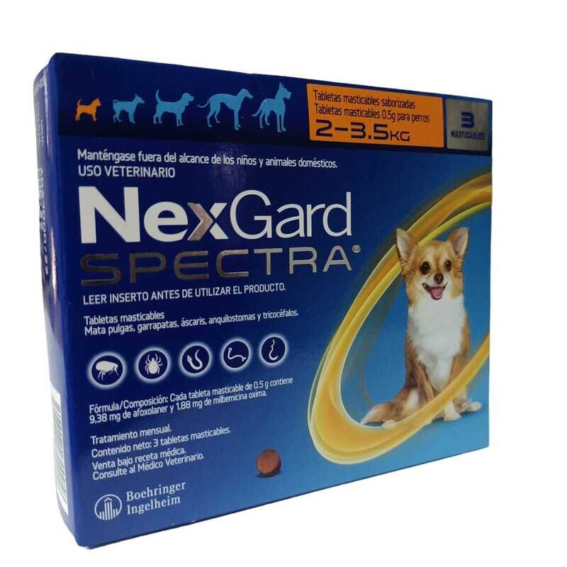 NEXGARD SPECTRA 3 TABLETAS 2 - 3.5KG XS (NARANJA)