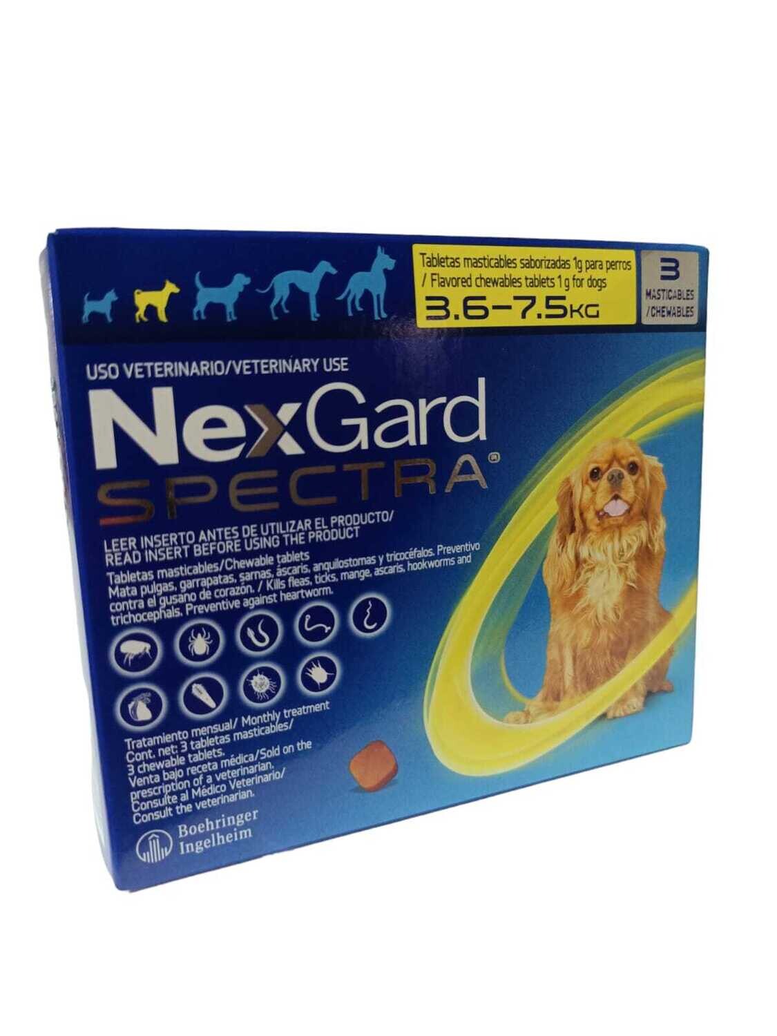 NEXGARD SPECTRA 3 TABLETAS 3.6 - 7.5KG S (AMARILLO)