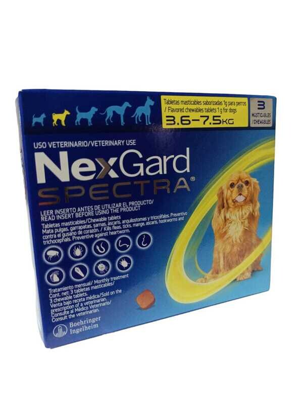 NEXGARD SPECTRA 3 TABLETAS 3.6 - 7.5KG S (AMARILLO)
