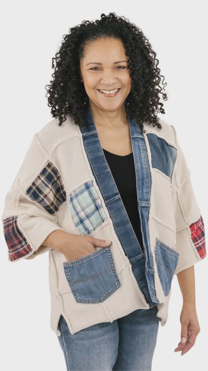 Shannon-5568-Valley Patch Cardigan- Cream Mix