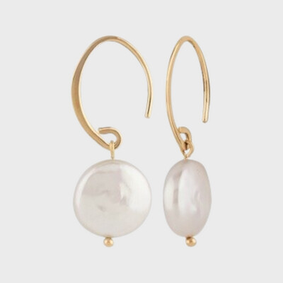 Mini Simple Sweep Coin Pearl Earrings