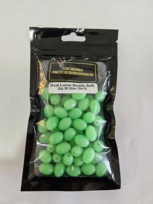 GREEN OVAL SOFT BEAD 10X15