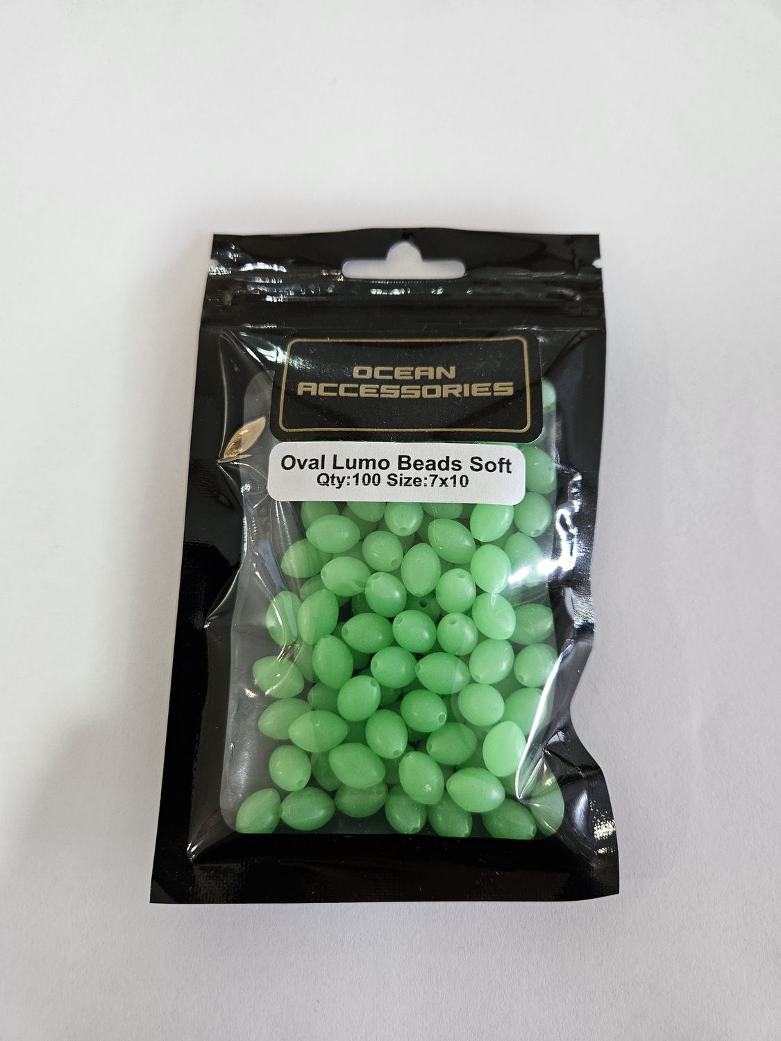 GREEN OVAL SOFT BEAD 7X10
